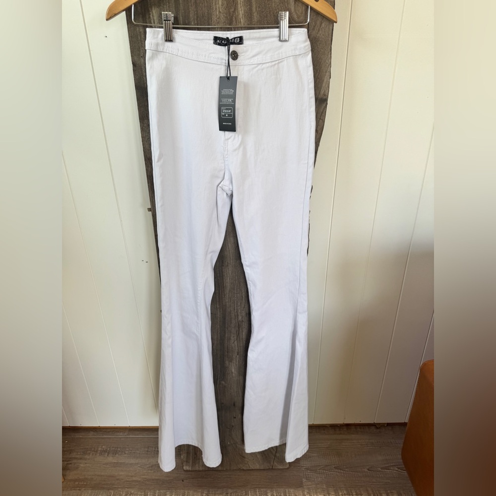 JC JQ Women's White Flared Jeans Stretchy Cowgirl Rodeo Pants Size Medium